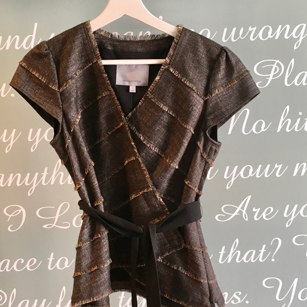 CLASSIQUES TWEED FAUX WRAP TOP